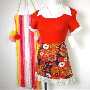 Vintage Handmade 1960s Paisley Mini Skirt (size XS)